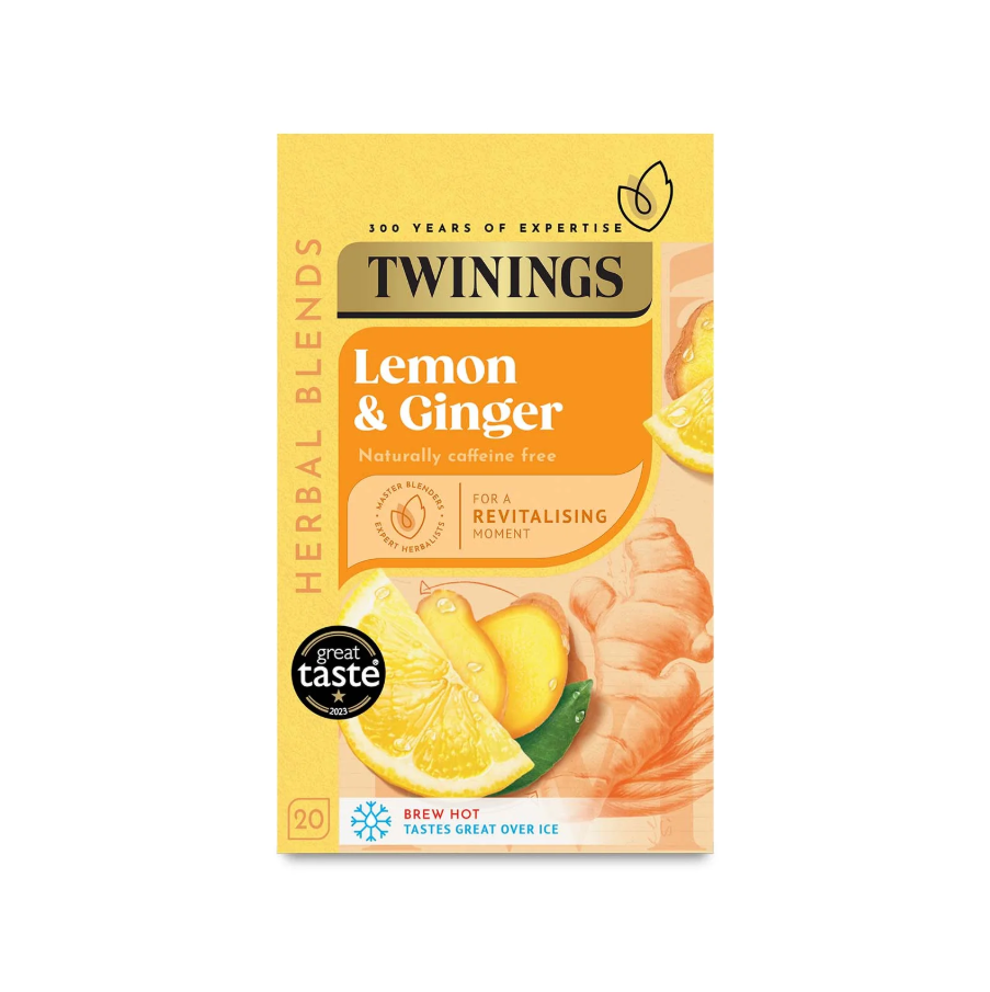 Twinings Lemon & Ginger Herbal Infusion Envelopes x 20
