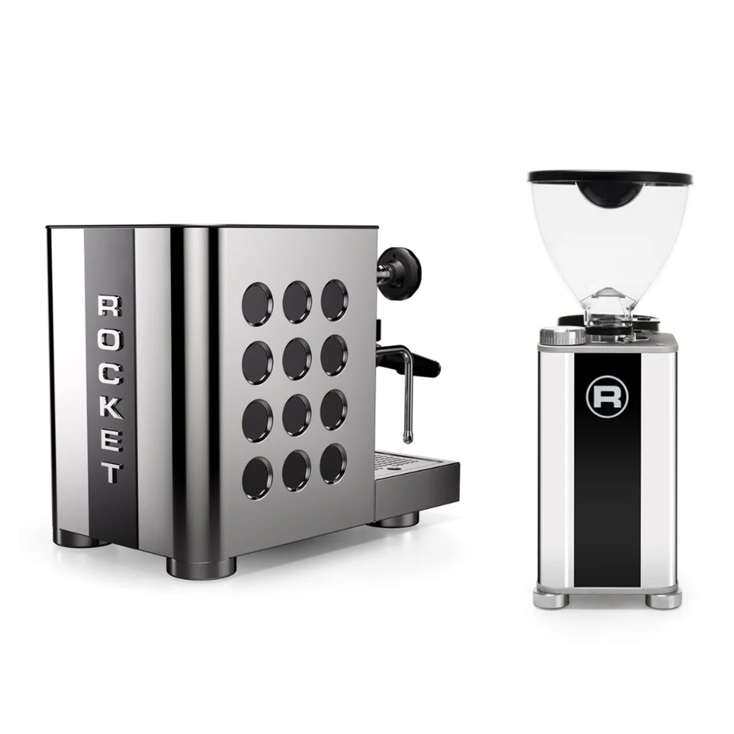 Rocket Espresso Appartamento TCA - Steel/Black + Giannino Grinder Steel package offer