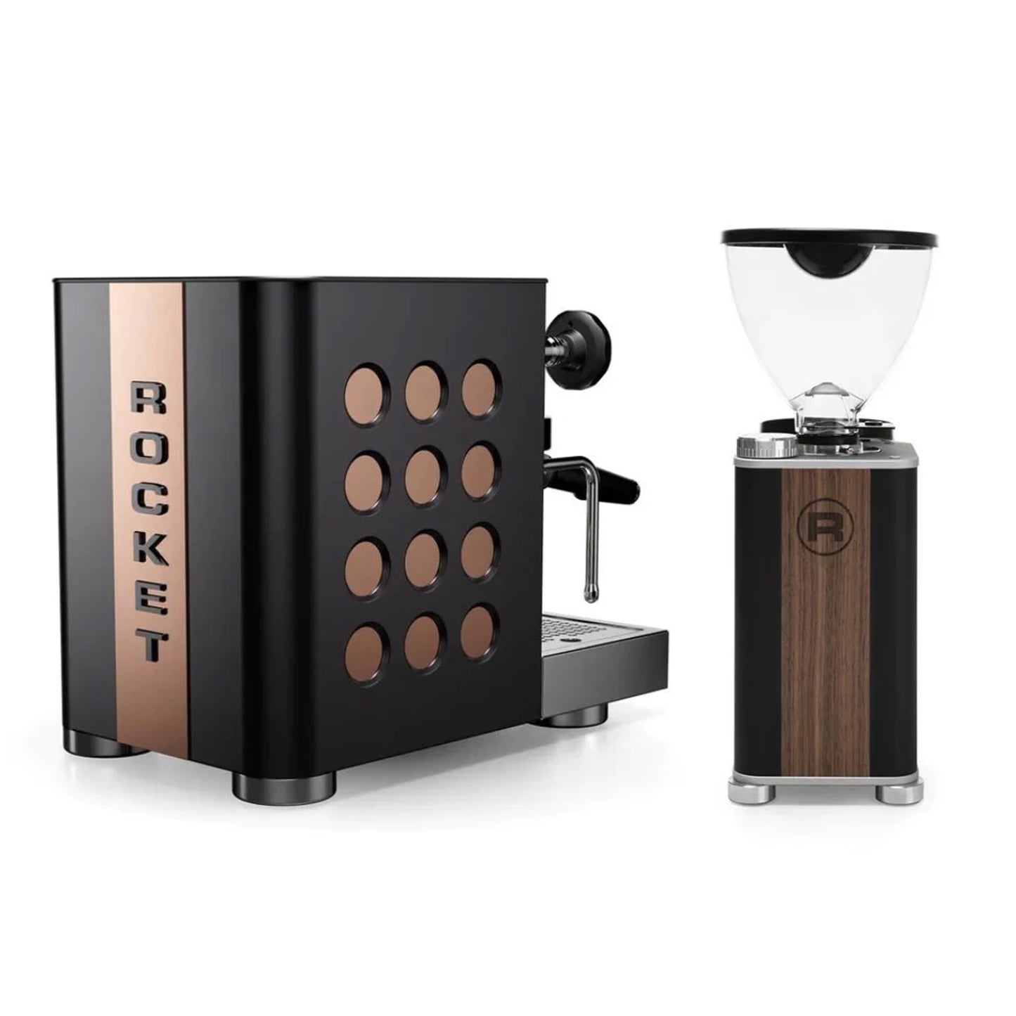 Rocket Espresso Appartamento TCA - Black/Copper + Giannino Grinder Black package offer