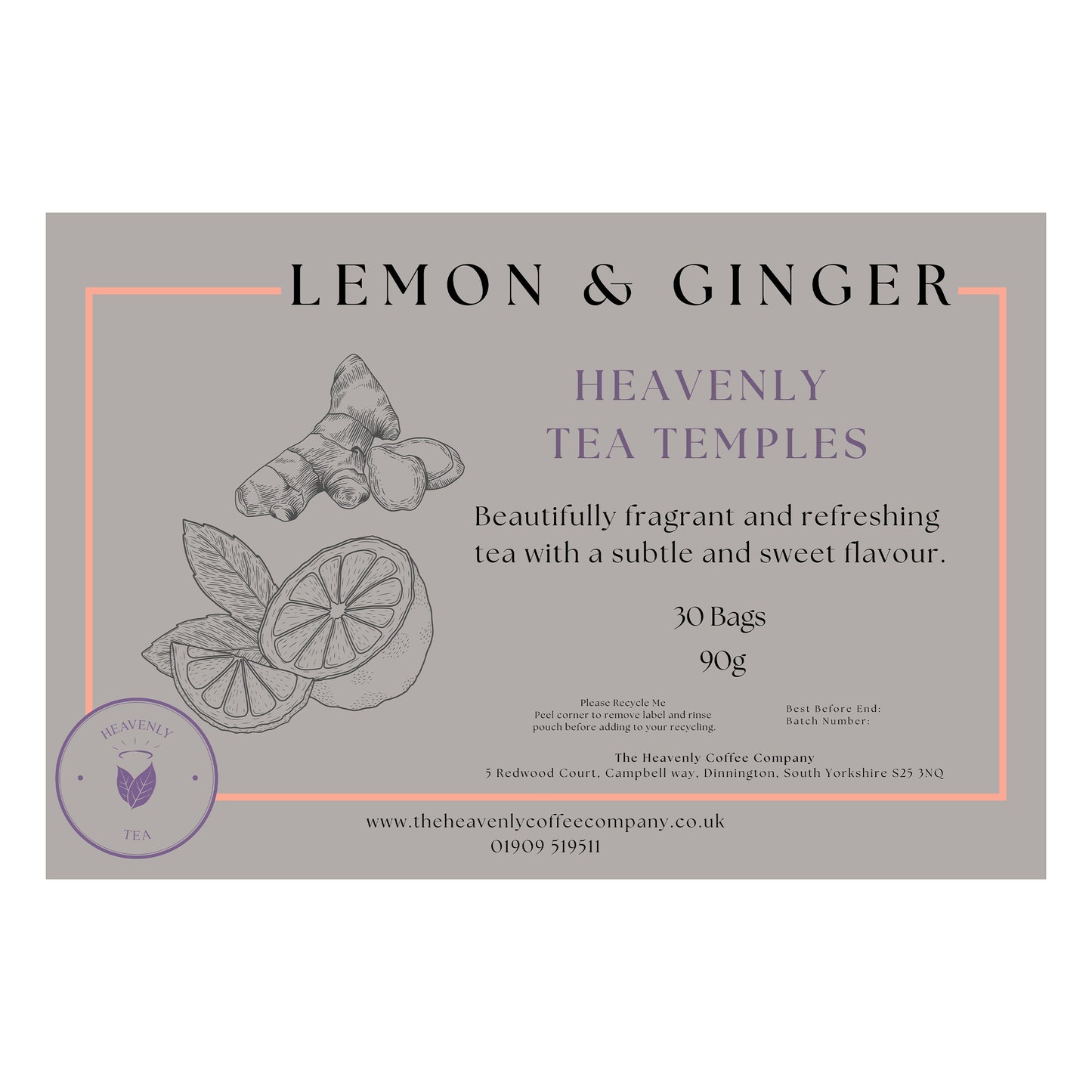 Heavenly Tea Temple Lemon & Ginger x 30